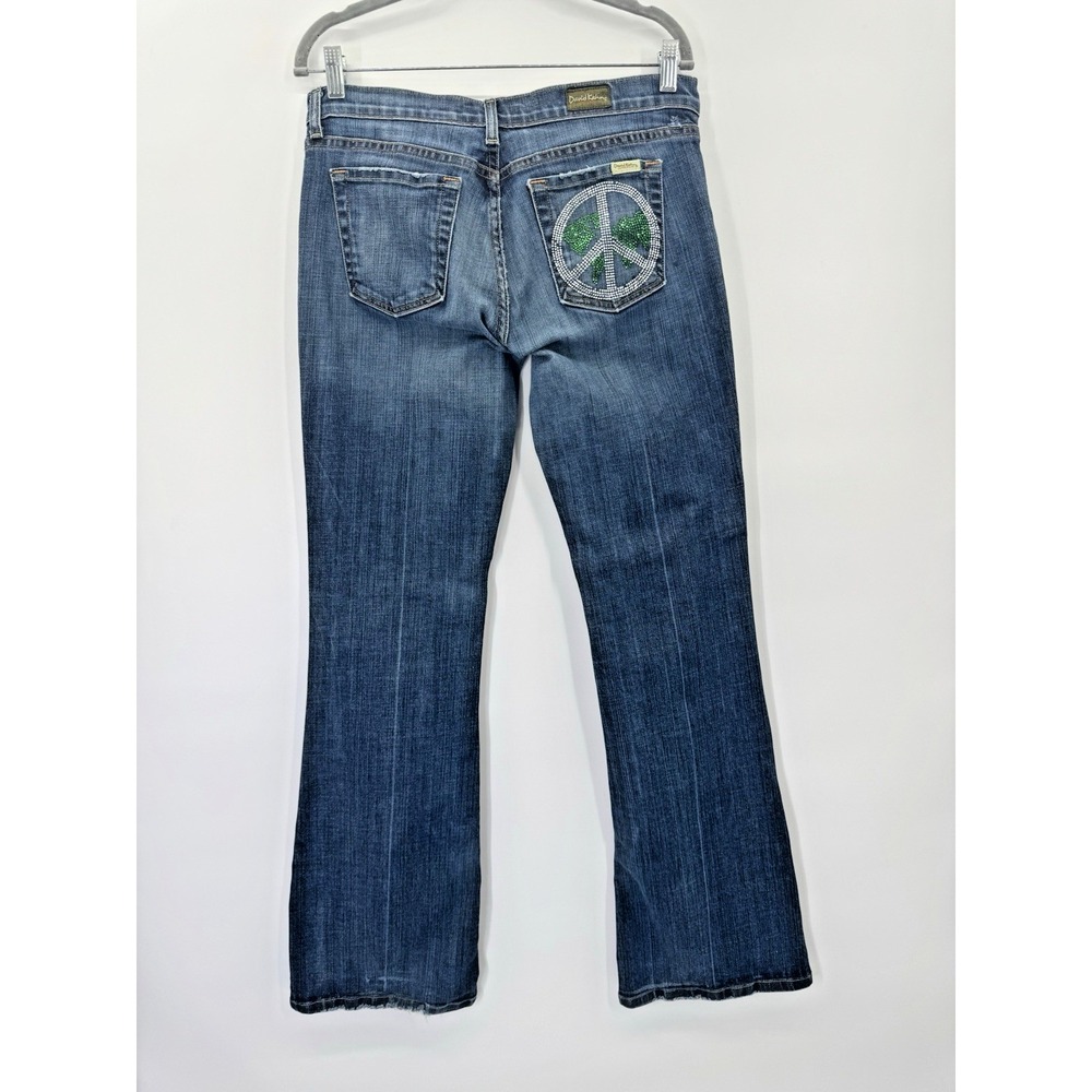 VTG Y2K David Kahn Nikki Bootcut Jeans 30 Rhinestone Earth Peace Pocket Rare 90s
